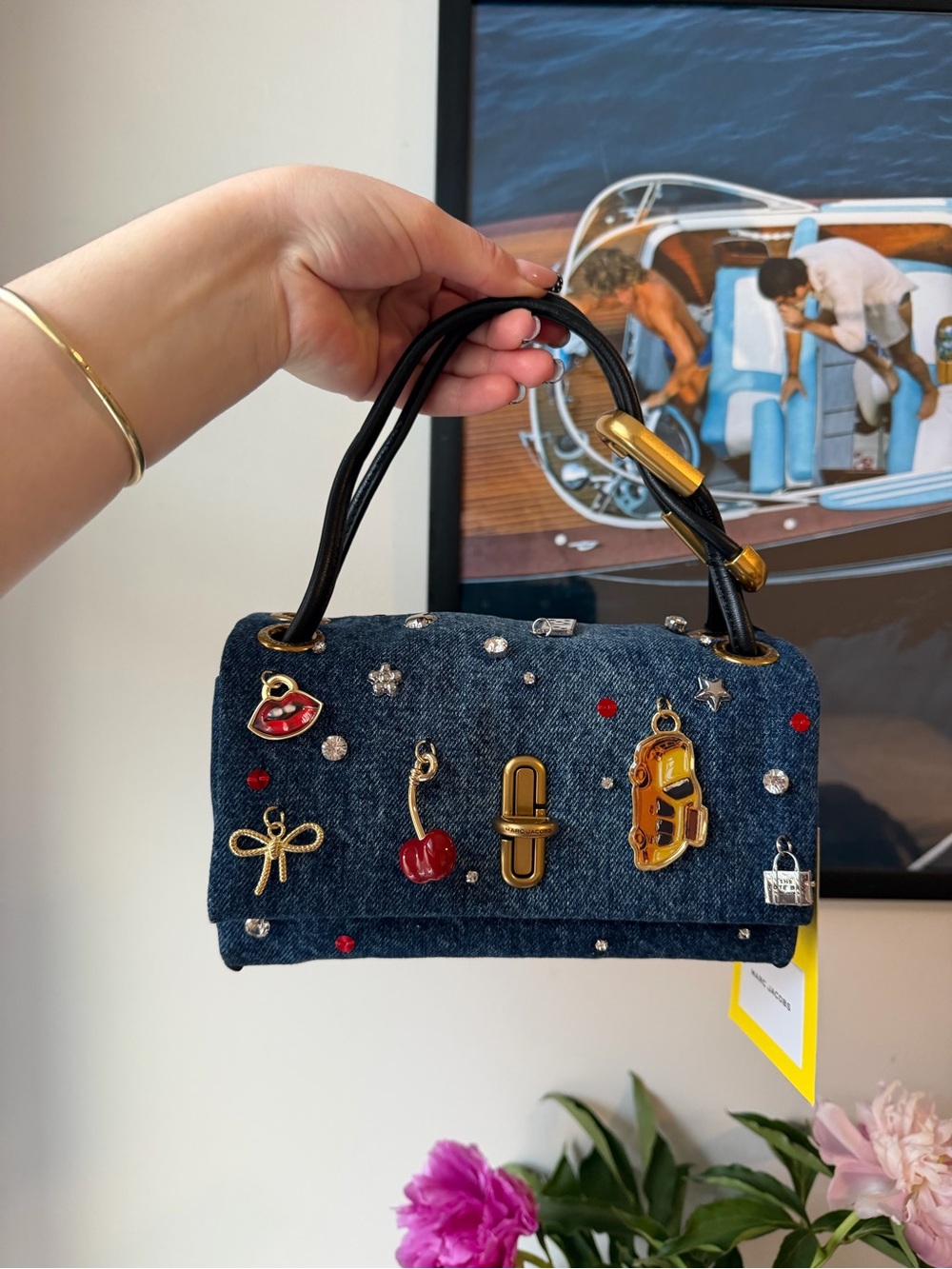 Marc Jacobs THE TRINKET CHARM DENIM MINI DUAL BAG - Picture 1 of 6